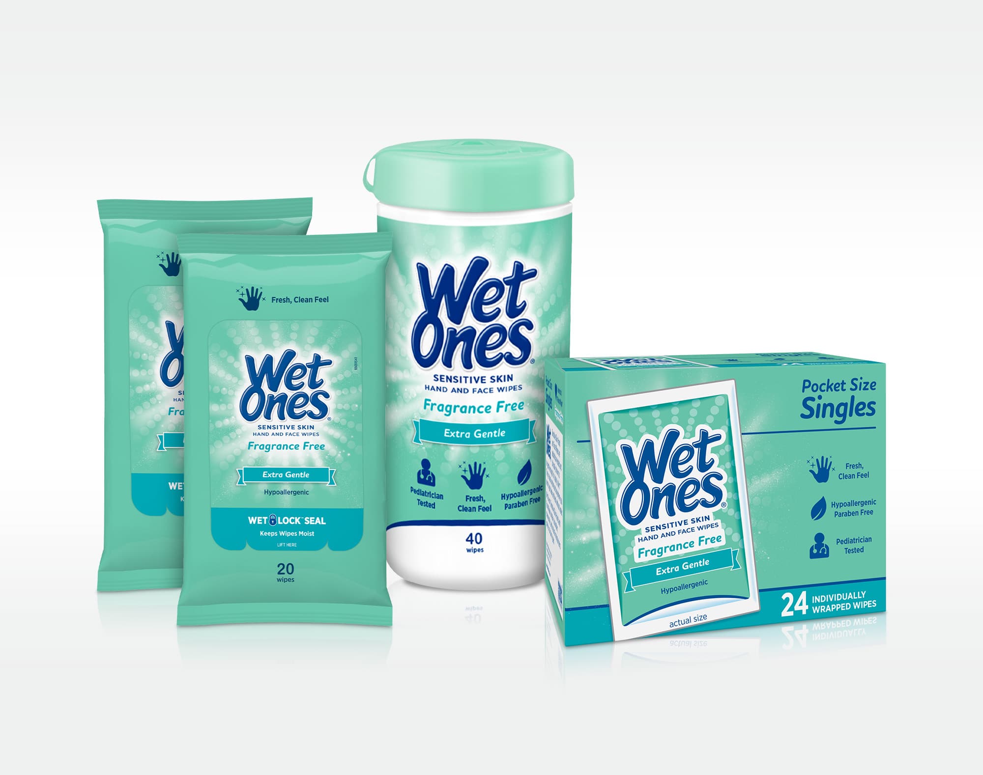 Wet Ones Sensitive Skin Hand Wipes:40 Count (Pack of 3)